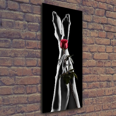 Foto obraz szkło akryl pionowy Róża i stopy