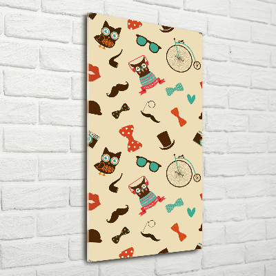 Obraz zdjęcie szkło akryl pionowy Sowa rower okulary