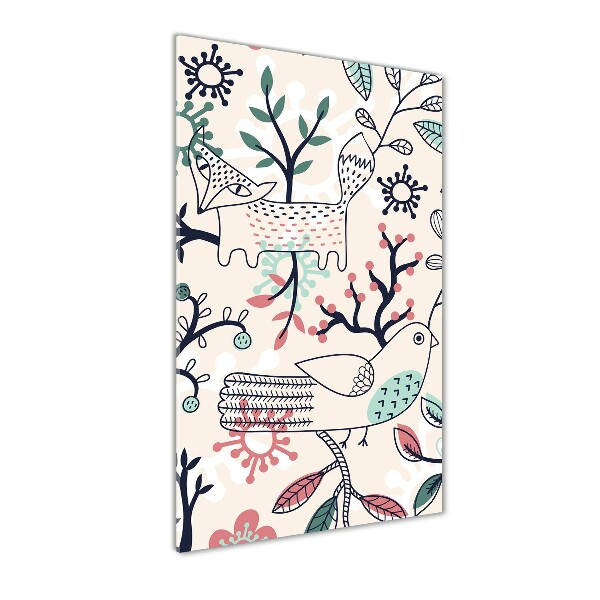 Cuadro de metacrilato vertical Animales y flores