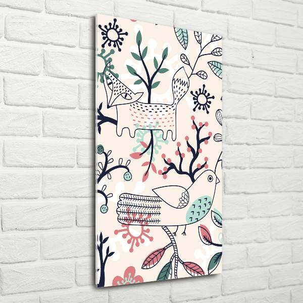 Cuadro de metacrilato vertical Animales y flores