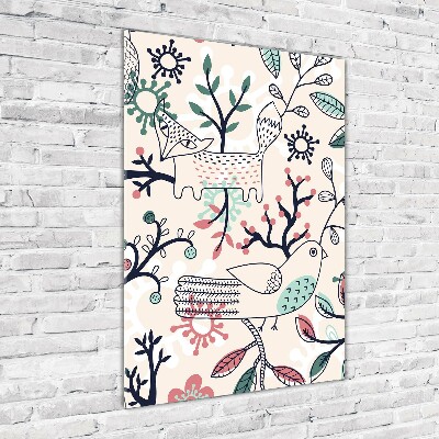 Cuadro de metacrilato vertical Animales y flores