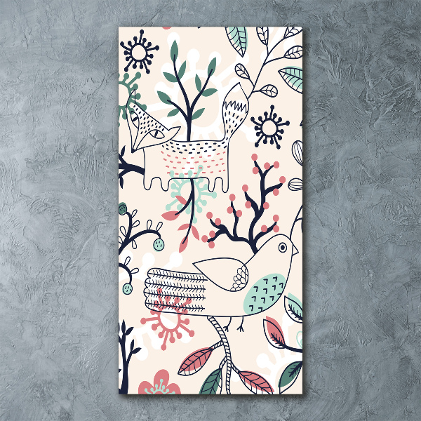 Cuadro de metacrilato vertical Animales y flores