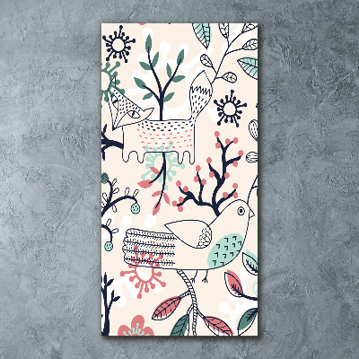 Cuadro de metacrilato vertical Animales y flores