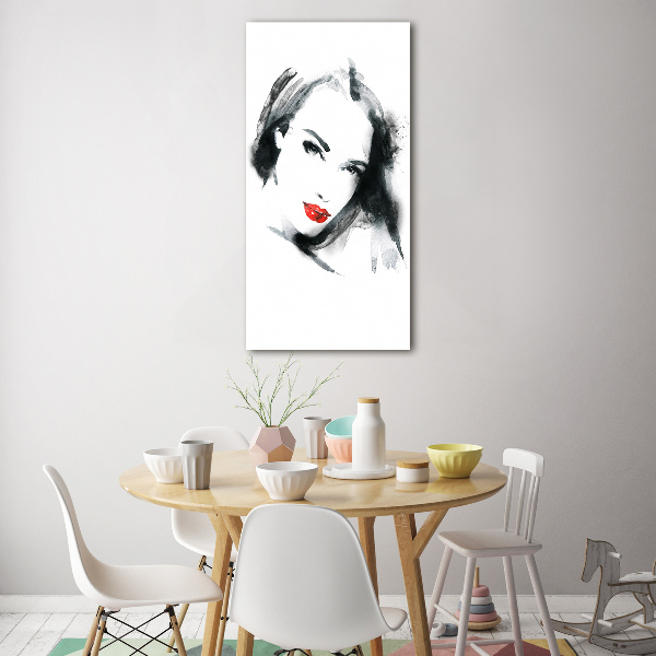 Cuadro de metacrilato moderno efecto cristal vertical Retrato de una mujer