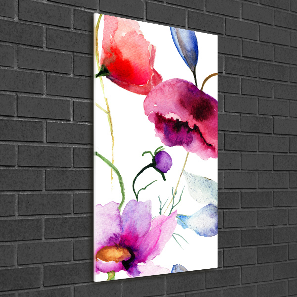 Cuadro de metacrilato moderno efecto cristal vertical Amapolas