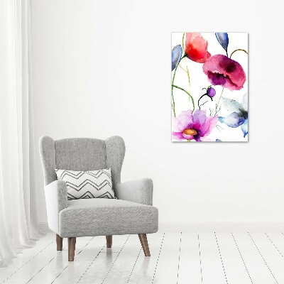 Cuadro de metacrilato moderno efecto cristal vertical Amapolas