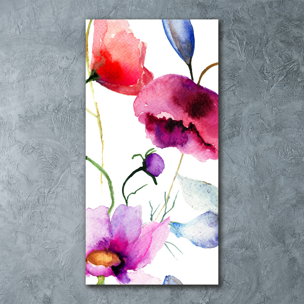 Cuadro de metacrilato moderno efecto cristal vertical Amapolas