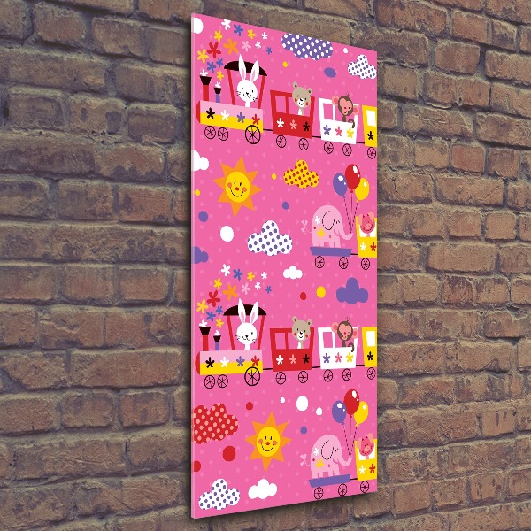 Cuadro decorativo en acrílico brillante vertical Tren feliz