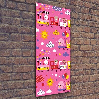 Cuadro decorativo en acrílico brillante vertical Tren feliz