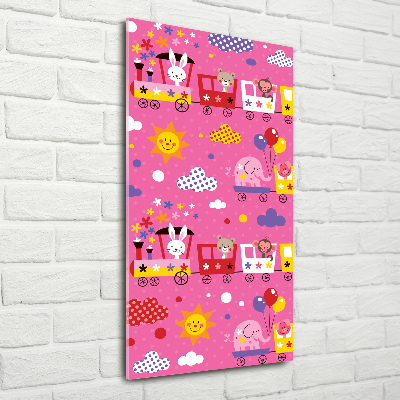 Cuadro decorativo en acrílico brillante vertical Tren feliz