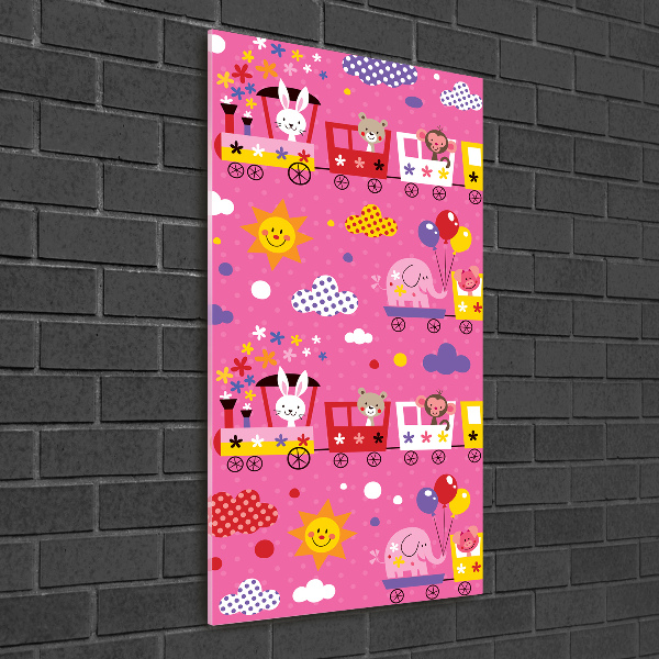 Cuadro decorativo en acrílico brillante vertical Tren feliz