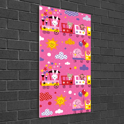 Cuadro decorativo en acrílico brillante vertical Tren feliz