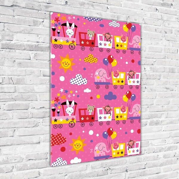 Cuadro decorativo en acrílico brillante vertical Tren feliz