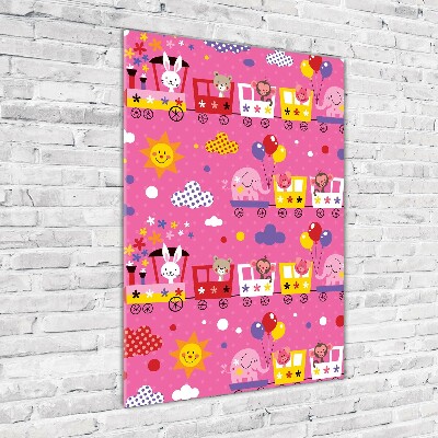 Cuadro decorativo en acrílico brillante vertical Tren feliz