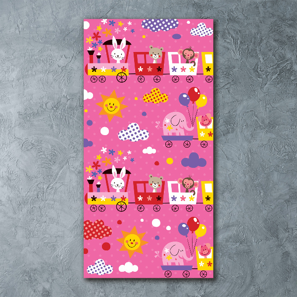 Cuadro decorativo en acrílico brillante vertical Tren feliz