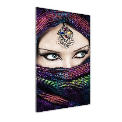 Cuadro decorativo en acrílico brillante vertical mujer india