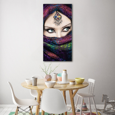 Cuadro decorativo en acrílico brillante vertical mujer india