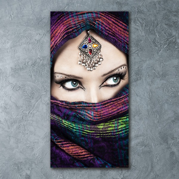 Cuadro decorativo en acrílico brillante vertical mujer india