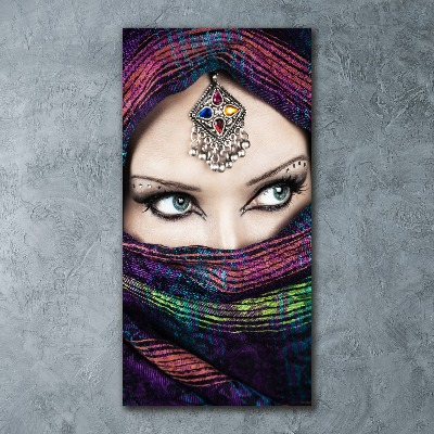 Cuadro decorativo en acrílico brillante vertical mujer india