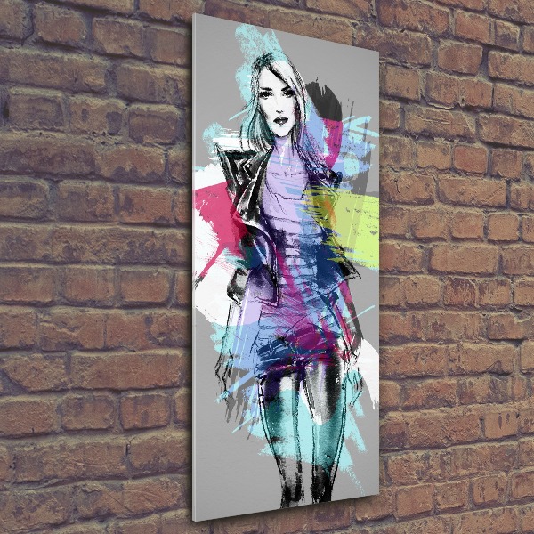 Cuadro de metacrilato moderno efecto cristal vertical Mujer abstracta