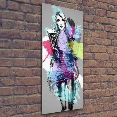 Cuadro de metacrilato moderno efecto cristal vertical Mujer abstracta
