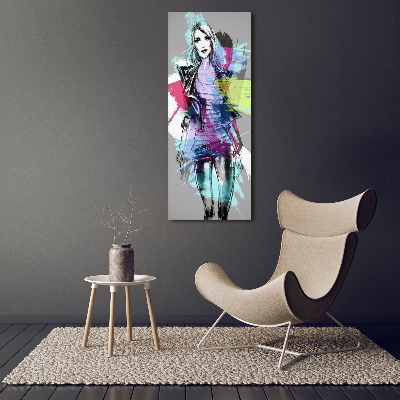 Cuadro de metacrilato moderno efecto cristal vertical Mujer abstracta