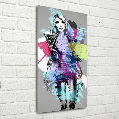 Cuadro de metacrilato moderno efecto cristal vertical Mujer abstracta