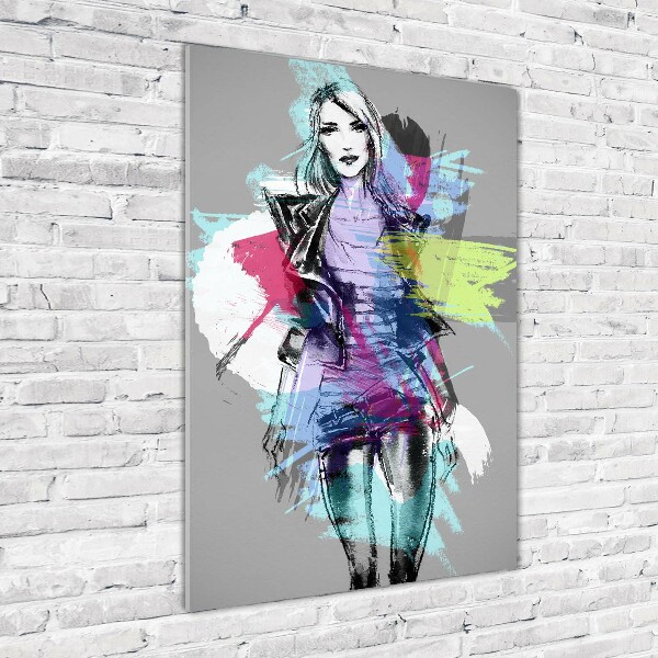 Cuadro de metacrilato moderno efecto cristal vertical Mujer abstracta