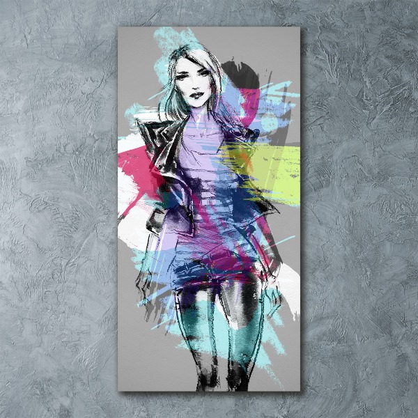 Cuadro de metacrilato moderno efecto cristal vertical Mujer abstracta