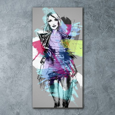 Cuadro de metacrilato moderno efecto cristal vertical Mujer abstracta