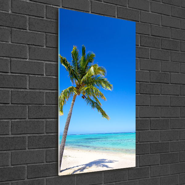 Cuadro de metacrilato moderno efecto cristal vertical Playa tropical