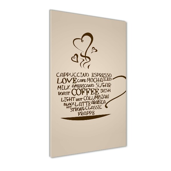 Cuadro de metacrilato moderno efecto cristal vertical Una taza de café