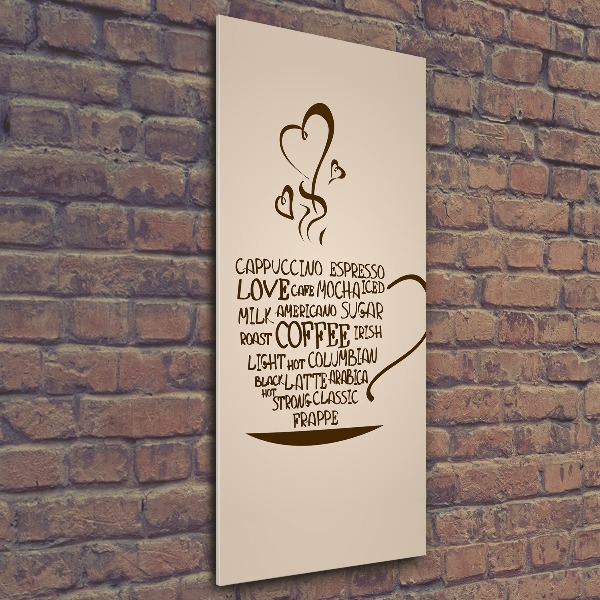 Cuadro de metacrilato moderno efecto cristal vertical Una taza de café