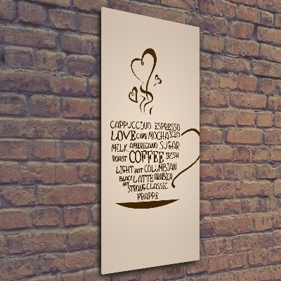 Cuadro de metacrilato moderno efecto cristal vertical Una taza de café