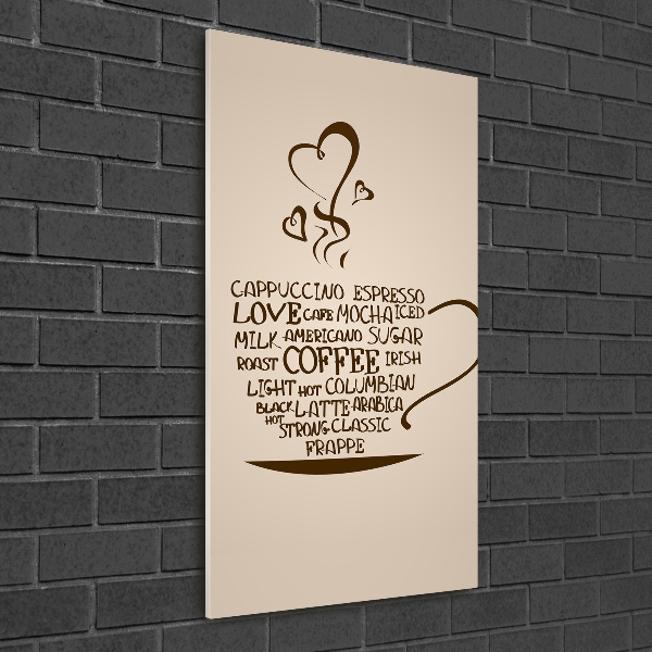 Cuadro de metacrilato moderno efecto cristal vertical Una taza de café