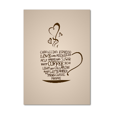 Cuadro de metacrilato moderno efecto cristal vertical Una taza de café