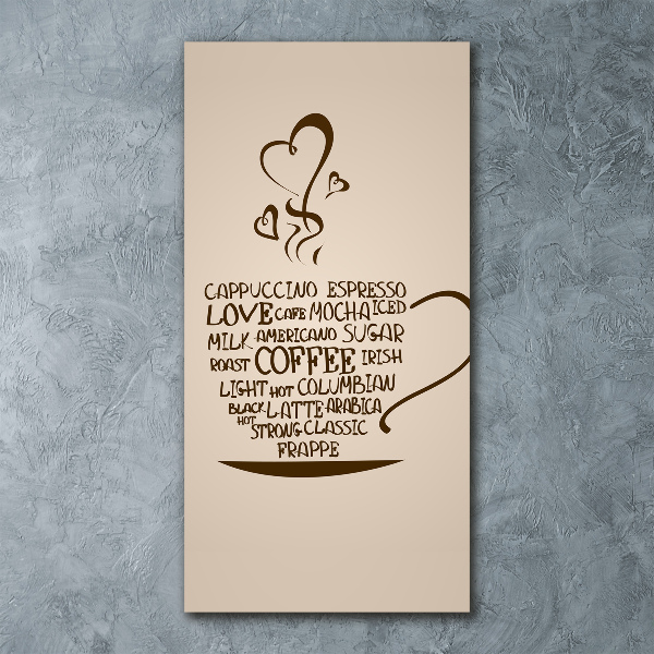 Cuadro de metacrilato moderno efecto cristal vertical Una taza de café