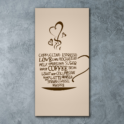 Cuadro de metacrilato moderno efecto cristal vertical Una taza de café