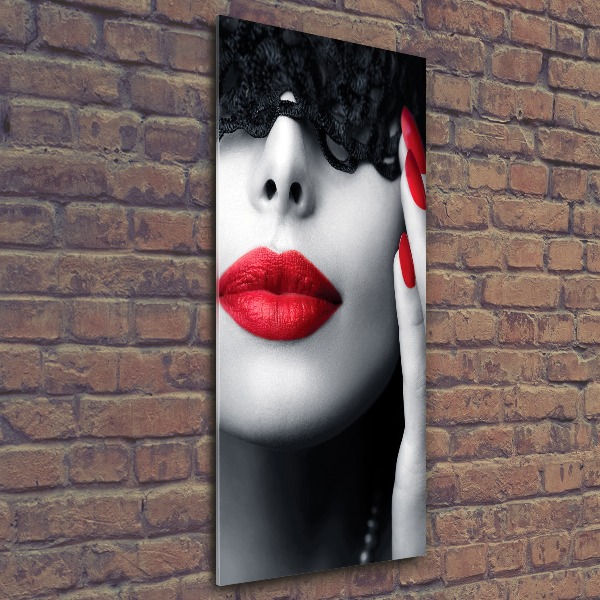 Cuadro decorativo en acrílico brillante vertical Máscara de encaje