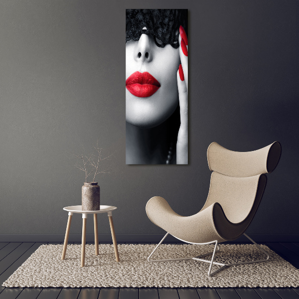 Cuadro decorativo en acrílico brillante vertical Máscara de encaje