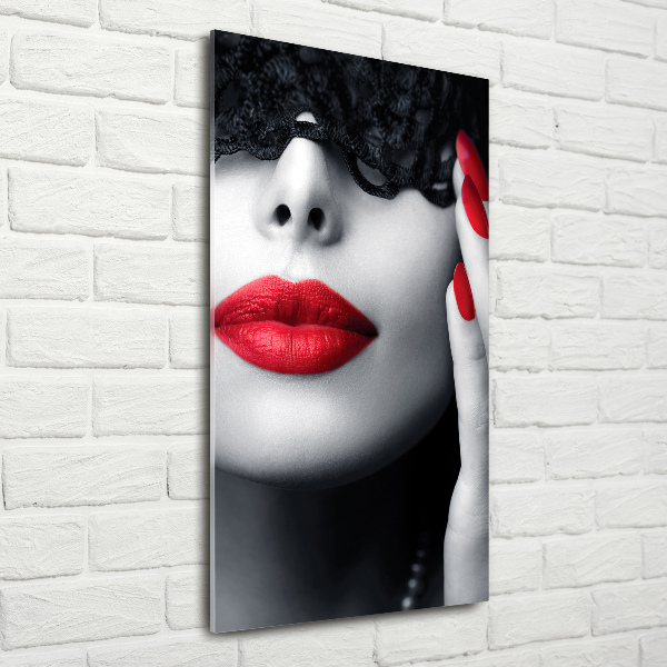 Cuadro decorativo en acrílico brillante vertical Máscara de encaje