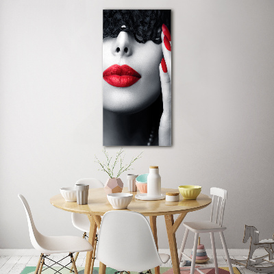 Cuadro decorativo en acrílico brillante vertical Máscara de encaje