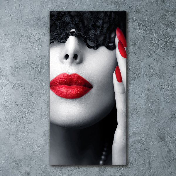 Cuadro decorativo en acrílico brillante vertical Máscara de encaje