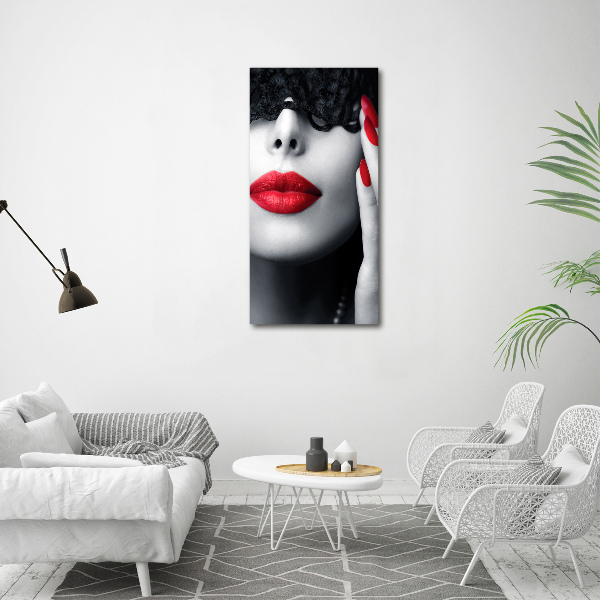 Cuadro decorativo en acrílico brillante vertical Máscara de encaje