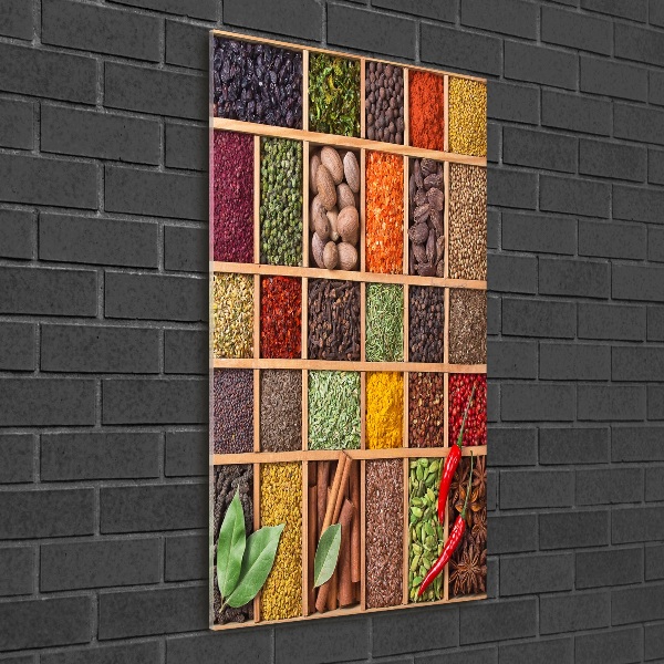 Cuadro decorativo en acrílico brillante vertical Especias de colores