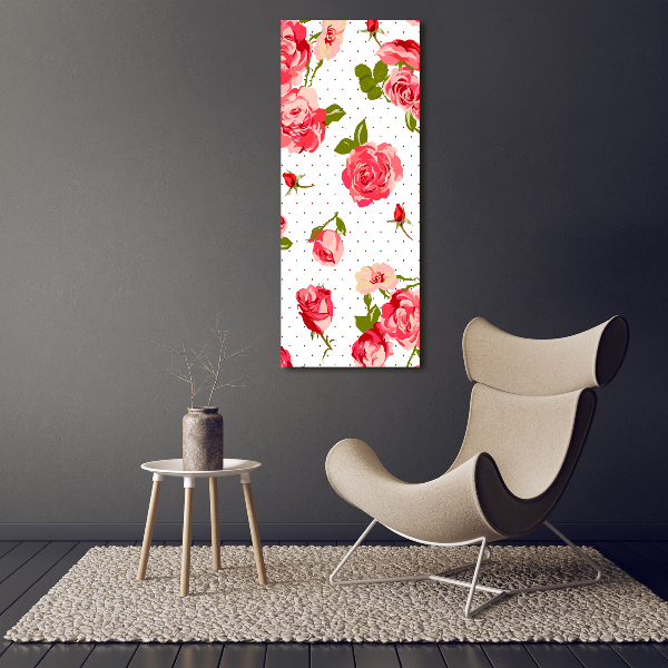 Cuadro decorativo en acrílico brillante vertical Rosas silvestres