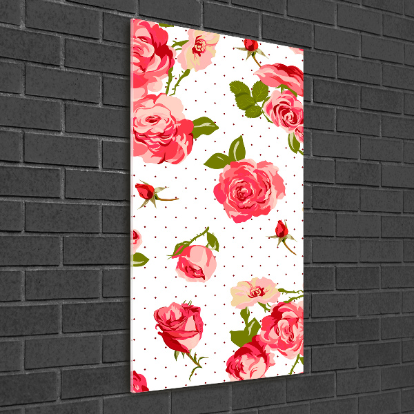 Cuadro decorativo en acrílico brillante vertical Rosas silvestres