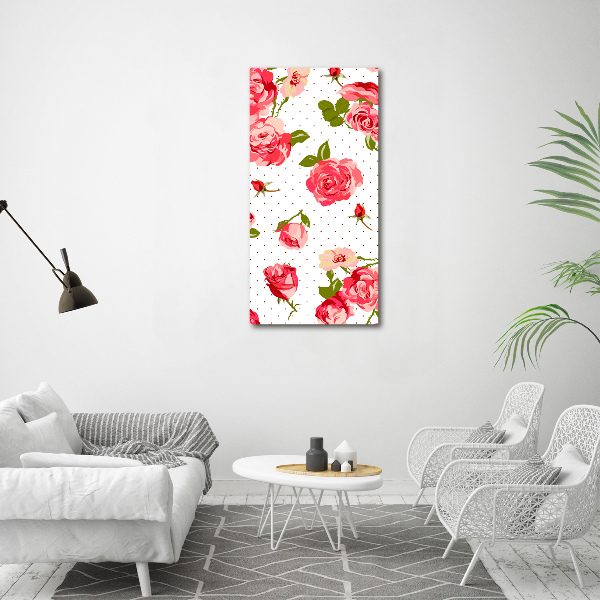 Cuadro decorativo en acrílico brillante vertical Rosas silvestres