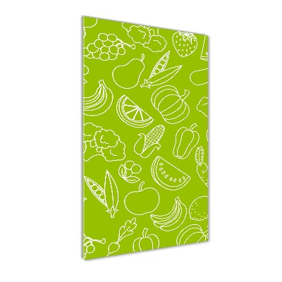 Cuadro de metacrilato moderno efecto cristal vertical Verduras y frutas