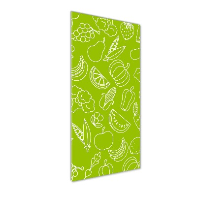 Cuadro de metacrilato moderno efecto cristal vertical Verduras y frutas